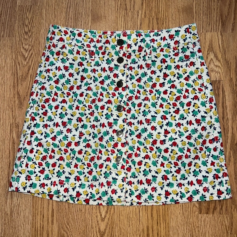 J. Crew Floral Denim Skirt